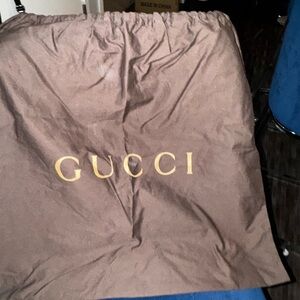 Authentic Gucci Large Brown Dust Bag – Gold Logo